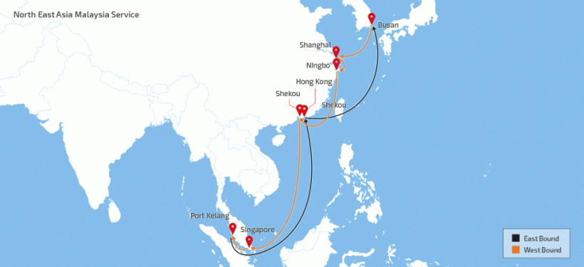 森羅商船馬來西亞新加坡航線圖